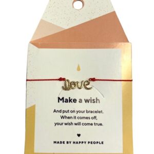 Silk bracelet with gold Love Script in red