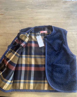 Short Boucle' Vest : Blue and Tartan