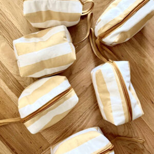 Small Cosmetic Bags: Striped Mustard