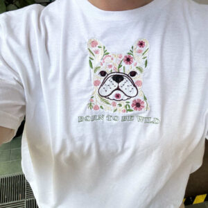 Embroidered T-shirt: Bulldog face