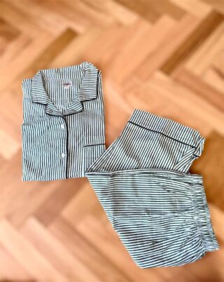 Long Pants Pyjamas : Green Stripes Size Large